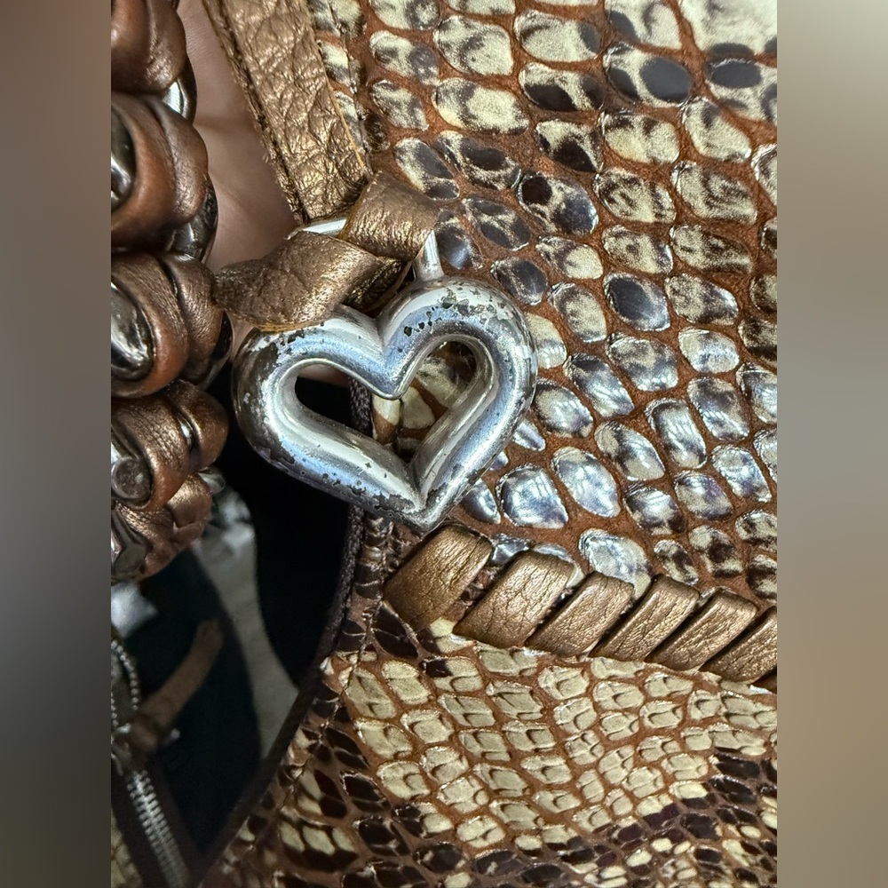 Brighton Vintage Genuine Leather Snakeskin Embossed Hobo Shoulder Bag $300 - Picture 10 of 10